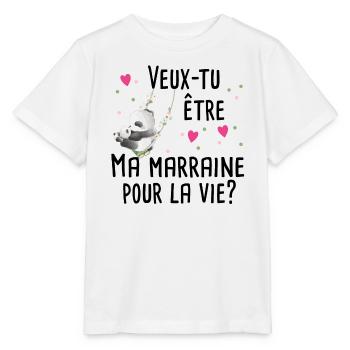Marraine Bébé Naissance Grossesse Panda Cadeau - T-shirt bio MINI CREATOR Stanley/Stella Enfant - blanc - Devant - Maike (125cm)