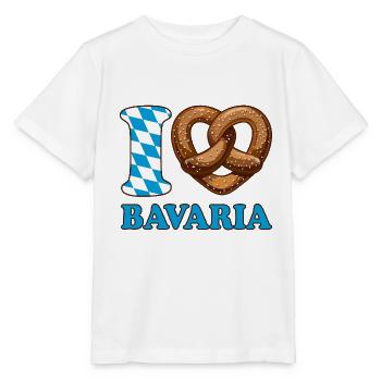 J’aime le bretzel de Bavière - Coeur - Dire - T-shirt bio MINI CREATOR Stanley/Stella Enfant - blanc - Devant - Maike (125cm)
