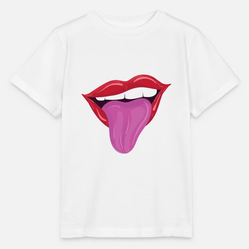 Lèvres coquines avec la langue - T-shirt bio MINI CREATOR Stanley/Stella Enfant - blanc