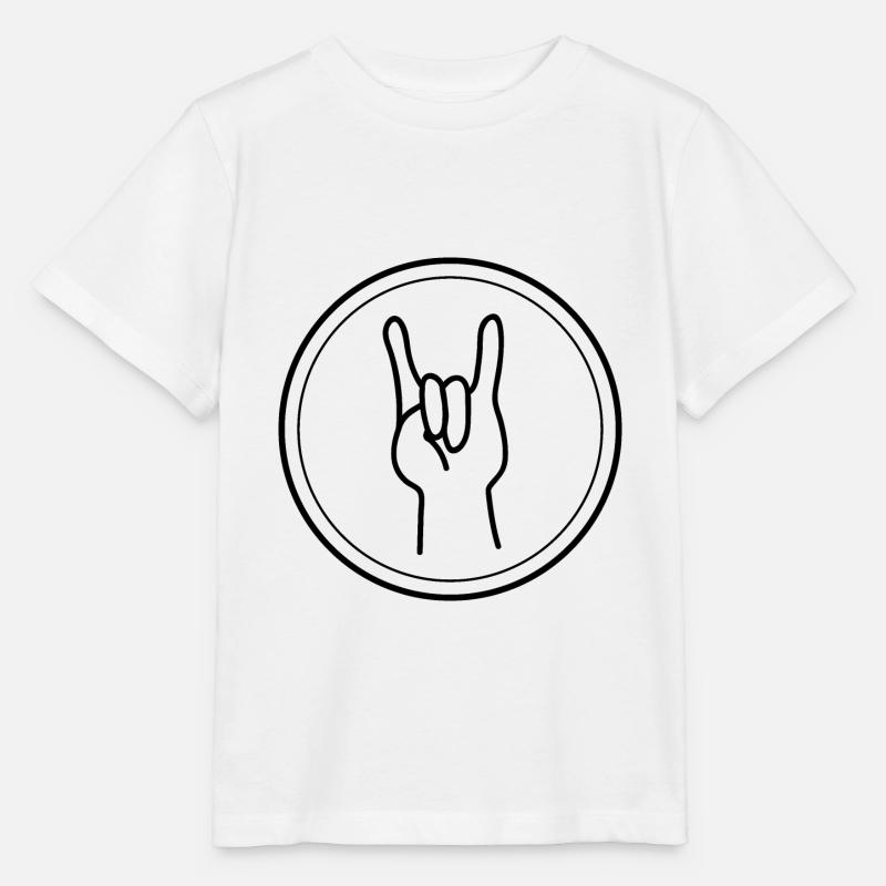 Doigts de metal ou Signe des cornes - T-shirt bio MINI CREATOR Stanley/Stella Enfant - blanc
