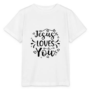 Jésus t’aime 01 - T-shirt bio MINI CREATOR Stanley/Stella Enfant - blanc - Devant - Maike (125cm)