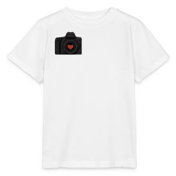 Fotoliebe-Kamera mit Herz für wahre Fotografiefans - Stanley/Stella Kinder T-Shirt MINI CREATOR  - Weiß - Vorne - Maike (125cm)