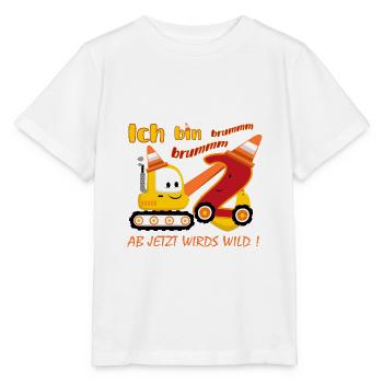 Geburtstag – Ich bin 2 – mit einem süßen Bagger - Stanley/Stella Kinder T-Shirt MINI CREATOR  - Weiß - Vorne - Maike (125cm)