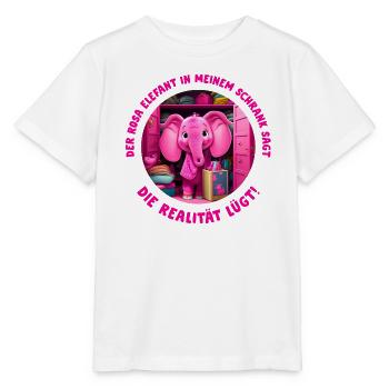 Rosa Elefant in meinem Schrank - Stanley/Stella Kinder T-Shirt MINI CREATOR  - Weiß - Vorne - Maike (125cm)