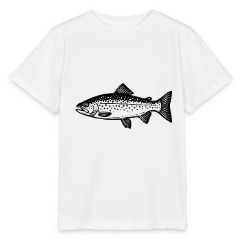 Target Fish Truite - Poisson - Cadeau de pêcheur - T-shirt bio MINI CREATOR Stanley/Stella Enfant - blanc - Devant - Maike (125cm)