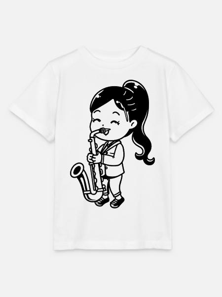 Cartoon Saxophon Mädchen - Stanley/Stella Kinder T-Shirt MINI CREATOR - Weiß