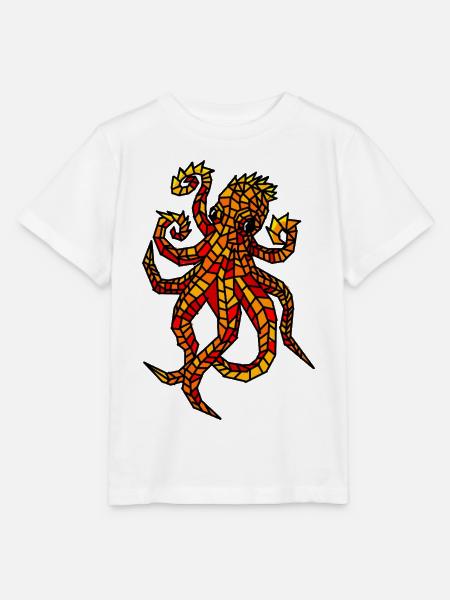 Feuriges Mosaik-Oktopus-Design - Stanley/Stella Kinder T-Shirt MINI CREATOR - Weiß
