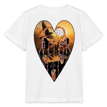 Wolf wild und frei Herz Natur - Stanley/Stella Kinder T-Shirt MINI CREATOR  - Weiß - Vorne - Maike (125cm)