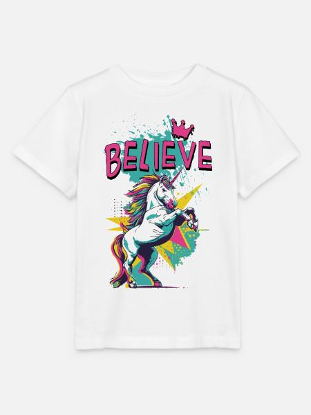 Einhorn Glaube Vintage Retro Bunt Modern Trend - Stanley/Stella Kinder T-Shirt MINI CREATOR - Weiß