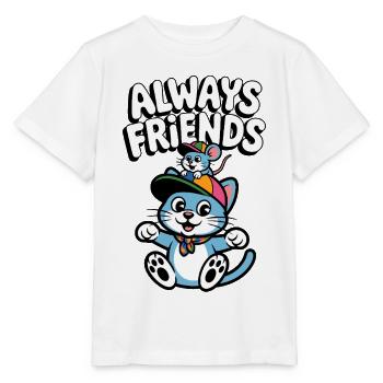 Cat and Mouse Friendship - Stanley/Stella MINI CREATOR Kids’ T-Shirt - white - Front - Maike (125cm)