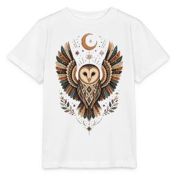 Chouette mystique sous la lune - T-shirt bio MINI CREATOR Stanley/Stella Enfant - blanc - Devant - Maike (125cm)