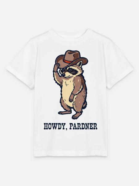 Waschbär-Rancher mit Cowboyhut - Stanley/Stella Kinder T-Shirt MINI CREATOR - Weiß