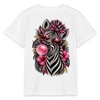Frech gestreift – Zebra mit Style - Stanley/Stella Kinder T-Shirt MINI CREATOR  - Weiß - Vorne - Maike (125cm)
