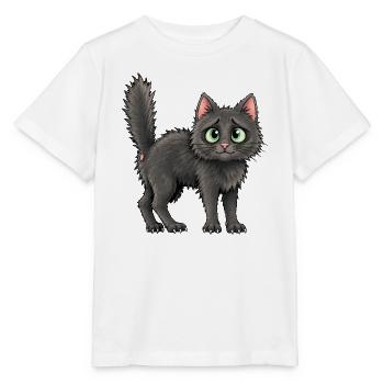 Flauschige Katze mit großen grünen Augen - Stanley/Stella Kinder T-Shirt MINI CREATOR  - Weiß - Vorne - Maike (125cm)