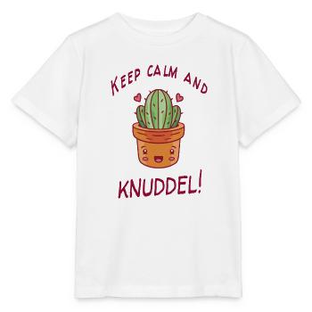 Kaktus Humor Keep Calm And Knuddel Geschenkidee - Stanley/Stella Kinder T-Shirt MINI CREATOR  - Weiß - Vorne - Maike (125cm)