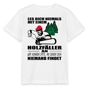 Holzfäller mit Motorsäge - Stanley/Stella Kinder T-Shirt MINI CREATOR  - Weiß - Vorne - Maike (125cm)
