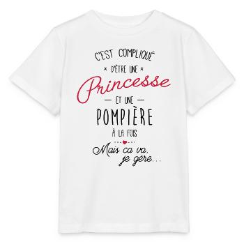 Princesse et pompière - pompier - T-shirt bio MINI CREATOR Stanley/Stella Enfant - blanc - Devant - Maike (125cm)