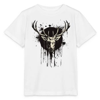 Cerf avec bêche noire - T-shirt bio MINI CREATOR Stanley/Stella Enfant - blanc - Devant - Maike (125cm)