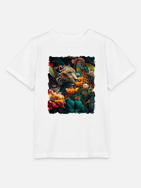 Leopard Blumen - Stanley/Stella Kinder T-Shirt MINI CREATOR - Weiß