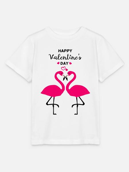 Flamants roses Saint-Valentin - T-shirt bio MINI CREATOR Stanley/Stella Enfant - blanc