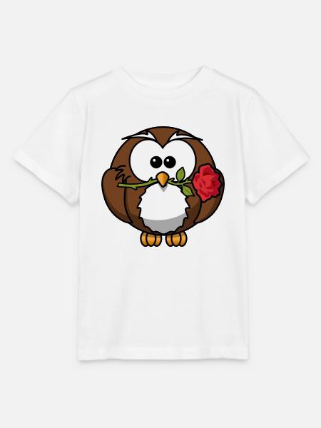 kleiner Uhu mit Rose - Stanley/Stella Kinder T-Shirt MINI CREATOR - Weiß