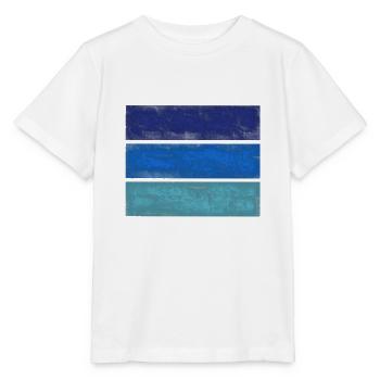 Rectangles bleus - T-shirt bio MINI CREATOR Stanley/Stella Enfant - blanc - Devant - Maike (125cm)