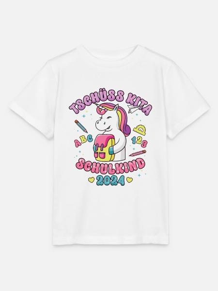 Schulkind 2024 Einschulung Mädchen Einhorn - Stanley/Stella Kinder T-Shirt MINI CREATOR - Weiß