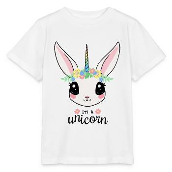 Unicorn Licorne Cheval Doux Lapin - T-shirt bio MINI CREATOR Stanley/Stella Enfant - blanc - Devant - Maike (125cm)