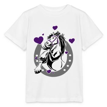 Hufeisen Pferd lustig Geschenkidee Reitverein Ross - Stanley/Stella Kinder T-Shirt MINI CREATOR  - Weiß - Vorne - Maike (125cm)