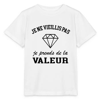 Je ne vieillis pas je prends de la valeur - T-shirt bio MINI CREATOR Stanley/Stella Enfant - blanc - Devant - Maike (125cm)