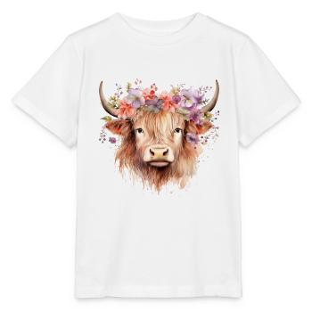 Highland Serenade : Hommage à la ferme bovine écossaise - T-shirt bio MINI CREATOR Stanley/Stella Enfant - blanc - Devant - Maike (125cm)
