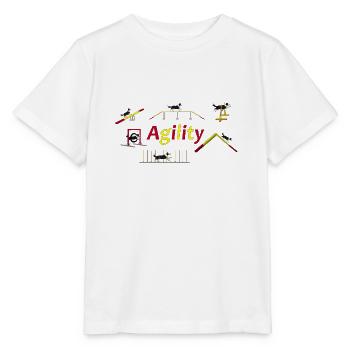 Agility Geräte mit Titel.png - Stanley/Stella Kinder T-Shirt MINI CREATOR  - Weiß - Vorne - Maike (125cm)