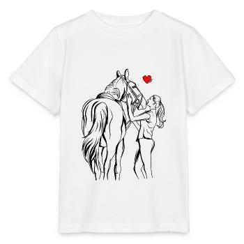 Cheval - T-shirt bio MINI CREATOR Stanley/Stella Enfant - blanc - Devant - Maike (125cm)
