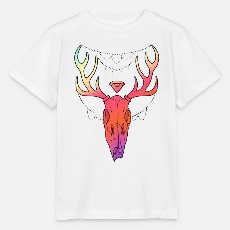 Stag Skull Line Art - Maglietta per bambini MINI CREATOR di Stanley/Stella - bianco