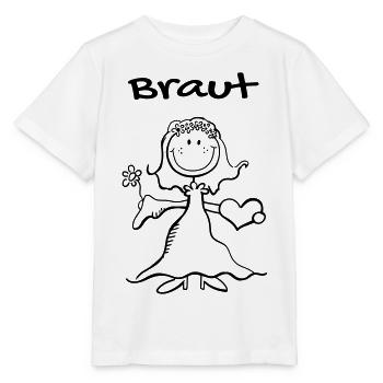 Braut Strichmännchen mit Herz - Hochzeit - heirat - Stanley/Stella Kinder T-Shirt MINI CREATOR  - Weiß - Vorne - Maike (125cm)