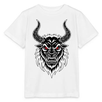 Fighting Bull Totem Horns Ornate Red Eyes - Stanley/Stella MINI CREATOR Kids’ T-Shirt - white - Front - Maike (125cm)
