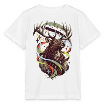Elch mit Jade-Polarlichtfunken - Stanley/Stella Kinder T-Shirt MINI CREATOR  - Weiß - Vorne - Maike (125cm)