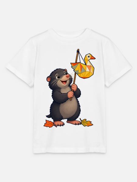 Maulwurf mit fröhlichem Gänse-Lampion - Stanley/Stella Kinder T-Shirt MINI CREATOR  - Weiß