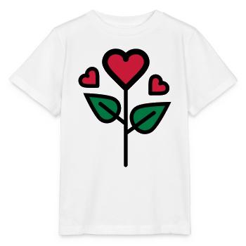 Valentinstags Rose in Herzform - Stanley/Stella Kinder T-Shirt MINI CREATOR  - Weiß - Vorne - Maike (125cm)
