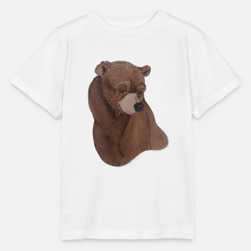 Ours de miel aquarelle mignon / bébé ours - T-shirt bio MINI CREATOR Stanley/Stella Enfant - blanc