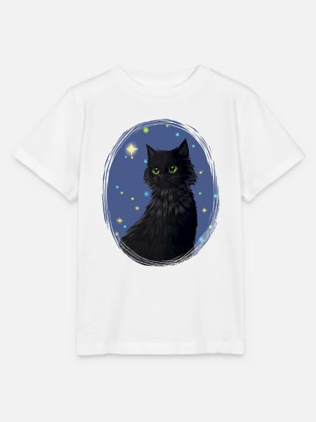 Schwarze Katze Sterne Hollyleaf Distelblatt Sterne - Stanley/Stella Kinder T-Shirt MINI CREATOR - Weiß
