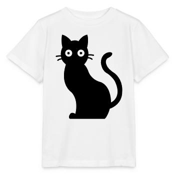 Cat Schwarzer Kater - Stanley/Stella Kinder T-Shirt MINI CREATOR  - Weiß - Vorne - Maike (125cm)
