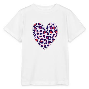 Valentine Love, Leopard Heart, Valentine day - Stanley/Stella MINI CREATOR Kids’ T-Shirt - white - Front - Maike (125cm)