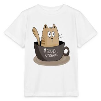 Morning Cat - Stanley/Stella MINI CREATOR Kids’ T-Shirt - white - Front - Maike (125cm)