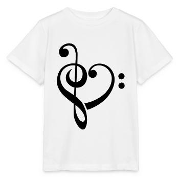 J'aime la musique clé de coeur, clé de fa - T-shirt bio MINI CREATOR Stanley/Stella Enfant - blanc - Devant - Maike (125cm)