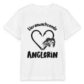 Heranwachsende Anglerin Nachwuchsangler Angeln - Stanley/Stella Kinder T-Shirt MINI CREATOR  - Weiß - Vorne - Maike (125cm)