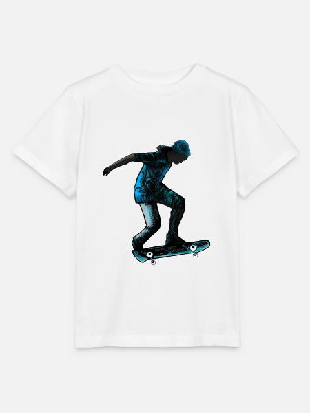 Skater in Blau - Stanley/Stella Kinder T-Shirt MINI CREATOR - Weiß
