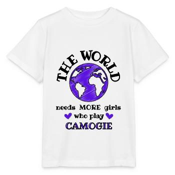 The world needs more girls who play camogie. - Stanley/Stella MINI CREATOR Kids’ T-Shirt - white - Front - Maike (125cm)