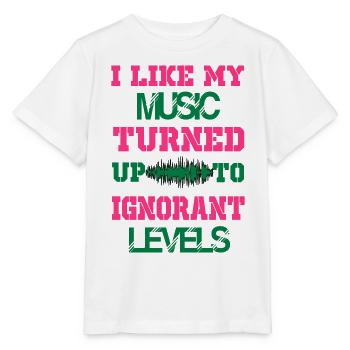 i like my music turned up to levels - Stanley/Stella MINI CREATOR Kids’ T-Shirt - white - Front - Maike (125cm)
