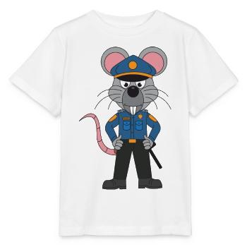 Polizei Maus / Mäuse Polizist - Stanley/Stella Kinder T-Shirt MINI CREATOR  - Weiß - Vorne - Maike (125cm)